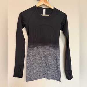 lululemon athletica Black to Gray Ombre Long Sleeve Seamless Top